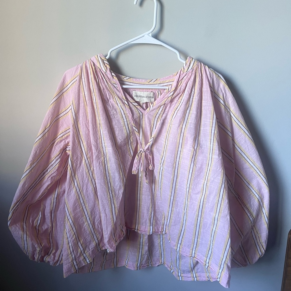 Daughters of India Pink Striped Blouse